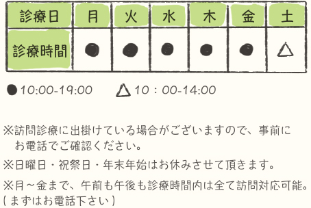 くすのき歯科医院診療日、診療時間